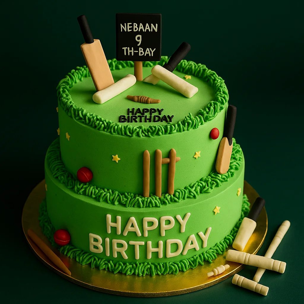 2 Tier Grass Texture Cricket Cake - TF Cakes Online Delivery Freshly baked handcrafted 2 Tier Grass Texture Cricket Cake – Cake design by TF Cakes