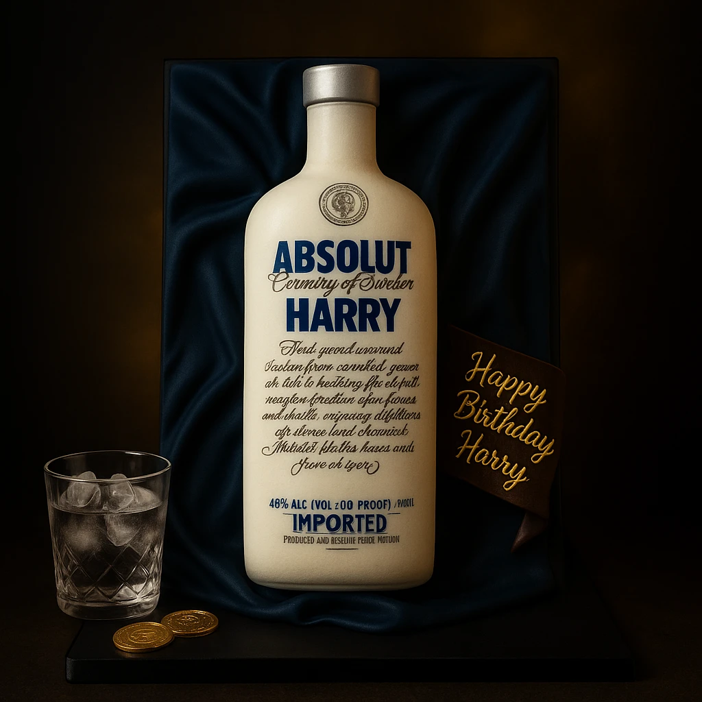 Absolut Vodka Bottle Cake - TF Cakes Online Delivery Freshly baked handcrafted Absolut Vodka Bottle Cake – Cake design by TF Cakes