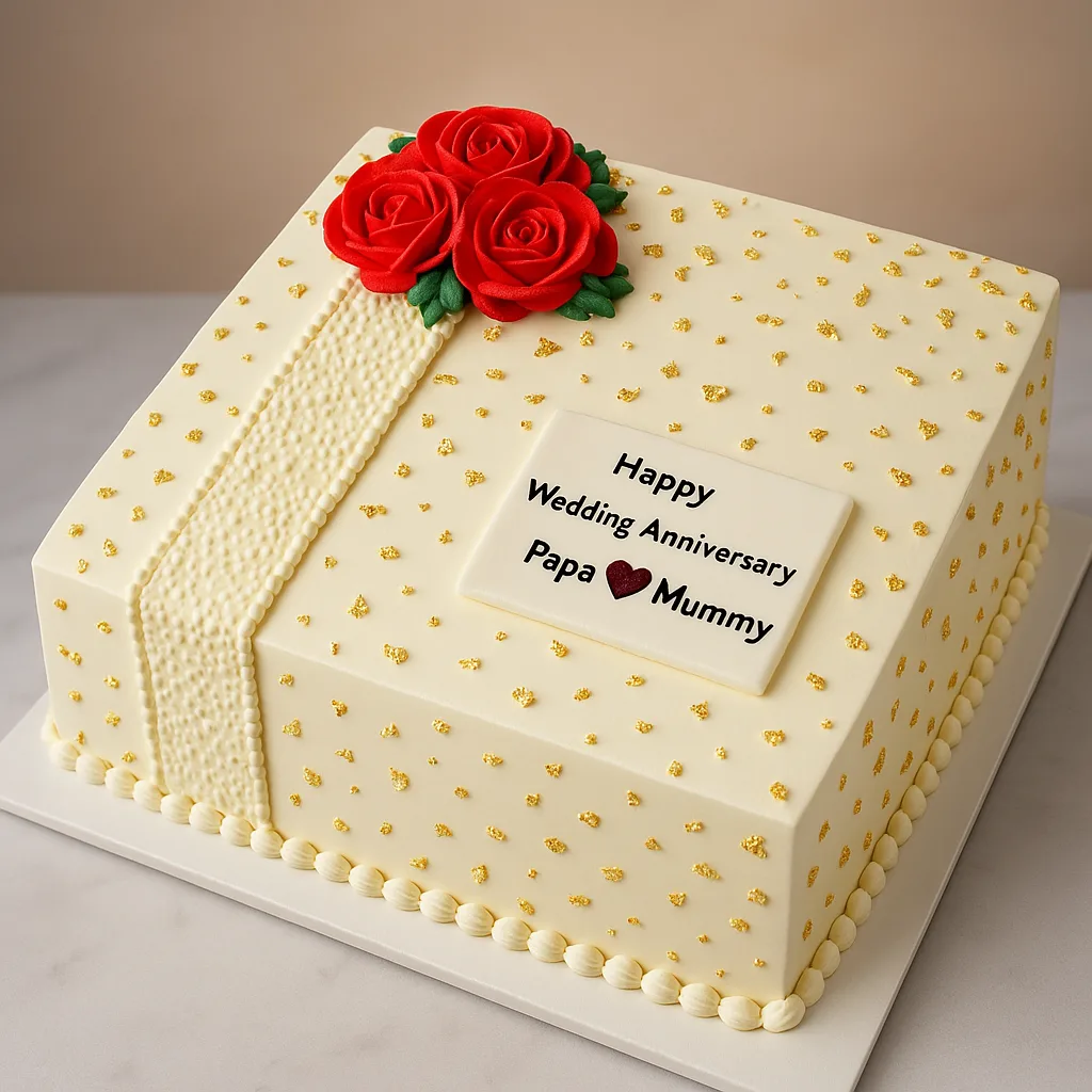 Anniversary Gift Box Cake - TF Cakes Online Delivery Freshly baked handcrafted Anniversary Gift Box Cake – Cake design by TF Cakes