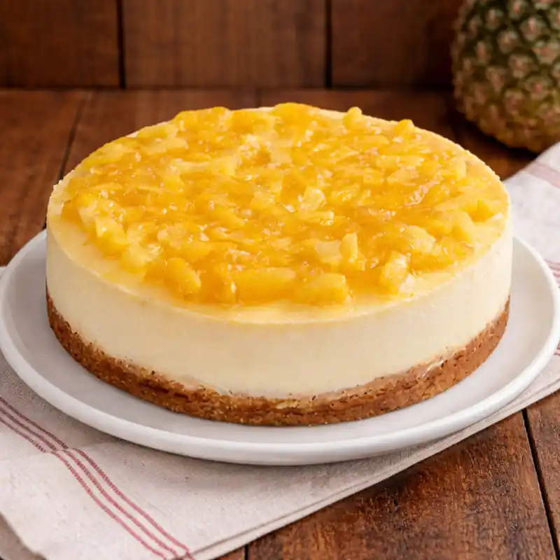 Freshly baked handcrafted Baked Pineapple Cheesecake – Cake design by TF Cakes
