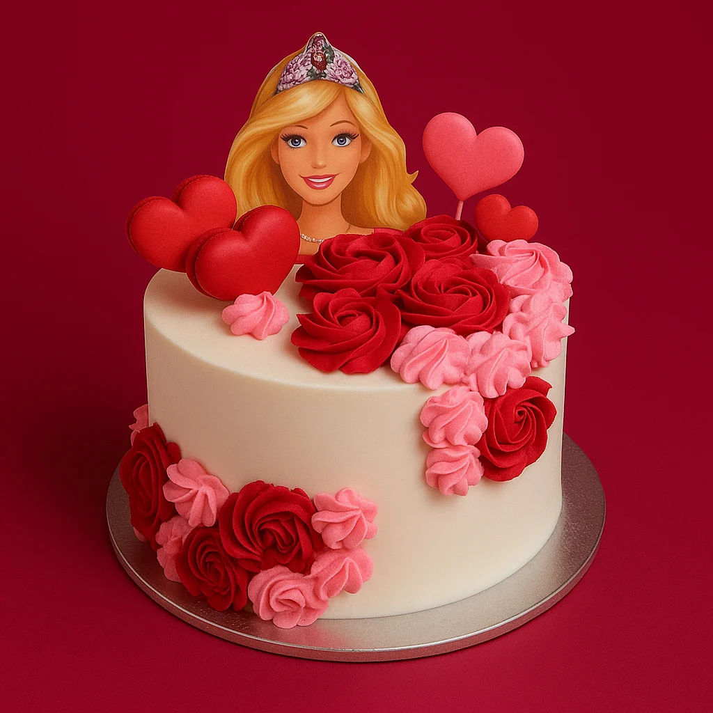 Barbie & Castle Cloud Photo Cake - TF Cakes Online Delivery Freshly baked handcrafted Barbie & Castle Cloud Photo Cake – Cake design by TF Cakes