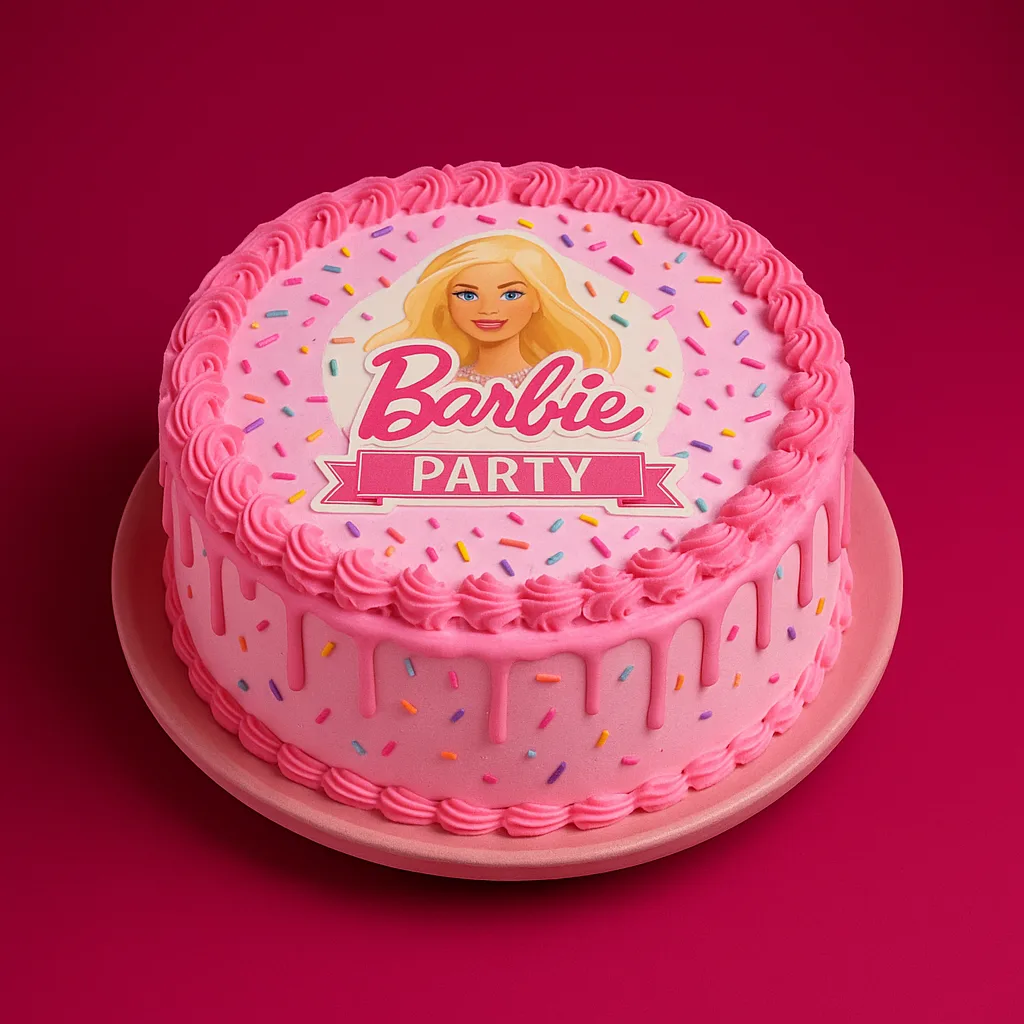Barbie Party Cake - TF Cakes Online Delivery Freshly baked handcrafted Barbie Party Cake – Cake design by TF Cakes