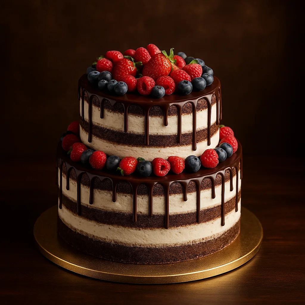 Berry Chocolate Drip Cake - TF Cakes Online Delivery Freshly baked handcrafted Berry Chocolate Drip Cake – Cake design by TF Cakes