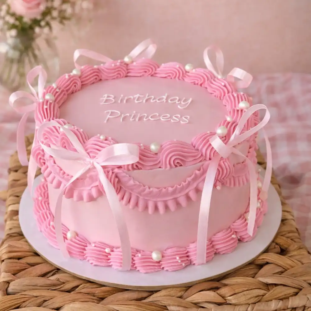 Freshly baked handcrafted Birthday Princess Vintage Cake – Cake design by TF Cakes