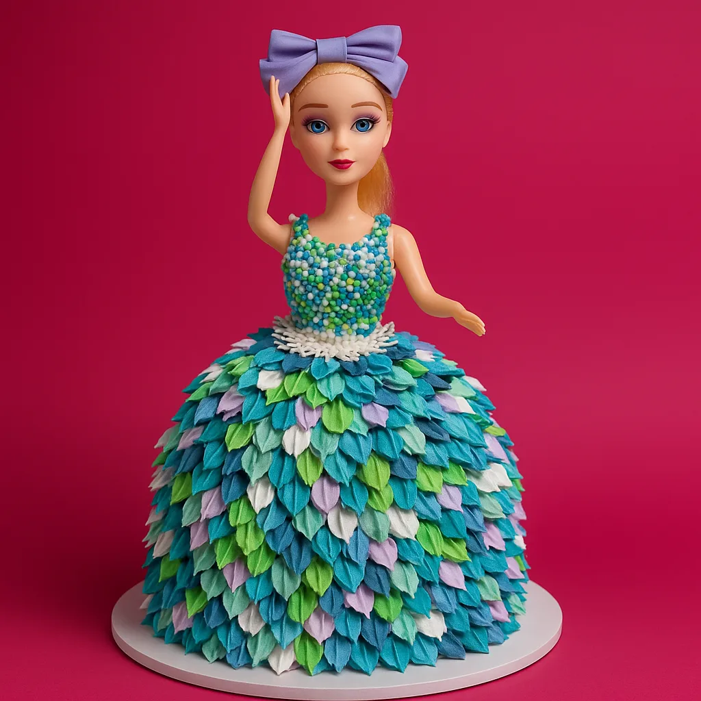 Blue Petal Barbie Cake - TF Cakes Online Delivery Freshly baked handcrafted Blue Petal Barbie Cake – Cake design by TF Cakes