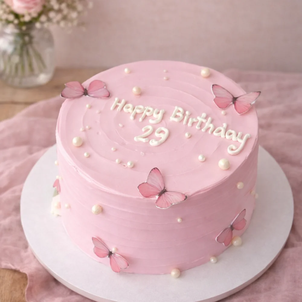 Butterfly Birthday Vintage Cake - TF Cakes Online Delivery Freshly baked handcrafted Butterfly Birthday Vintage Cake – Cake design by TF Cakes