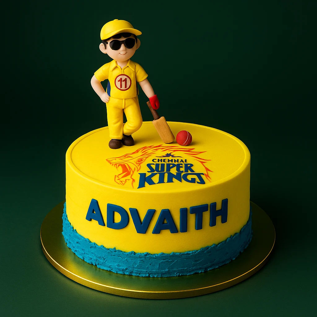 CSK Figurine Birthday Cake - TF Cakes Online Delivery Freshly baked handcrafted CSK Figurine Birthday Cake – Cake design by TF Cakes