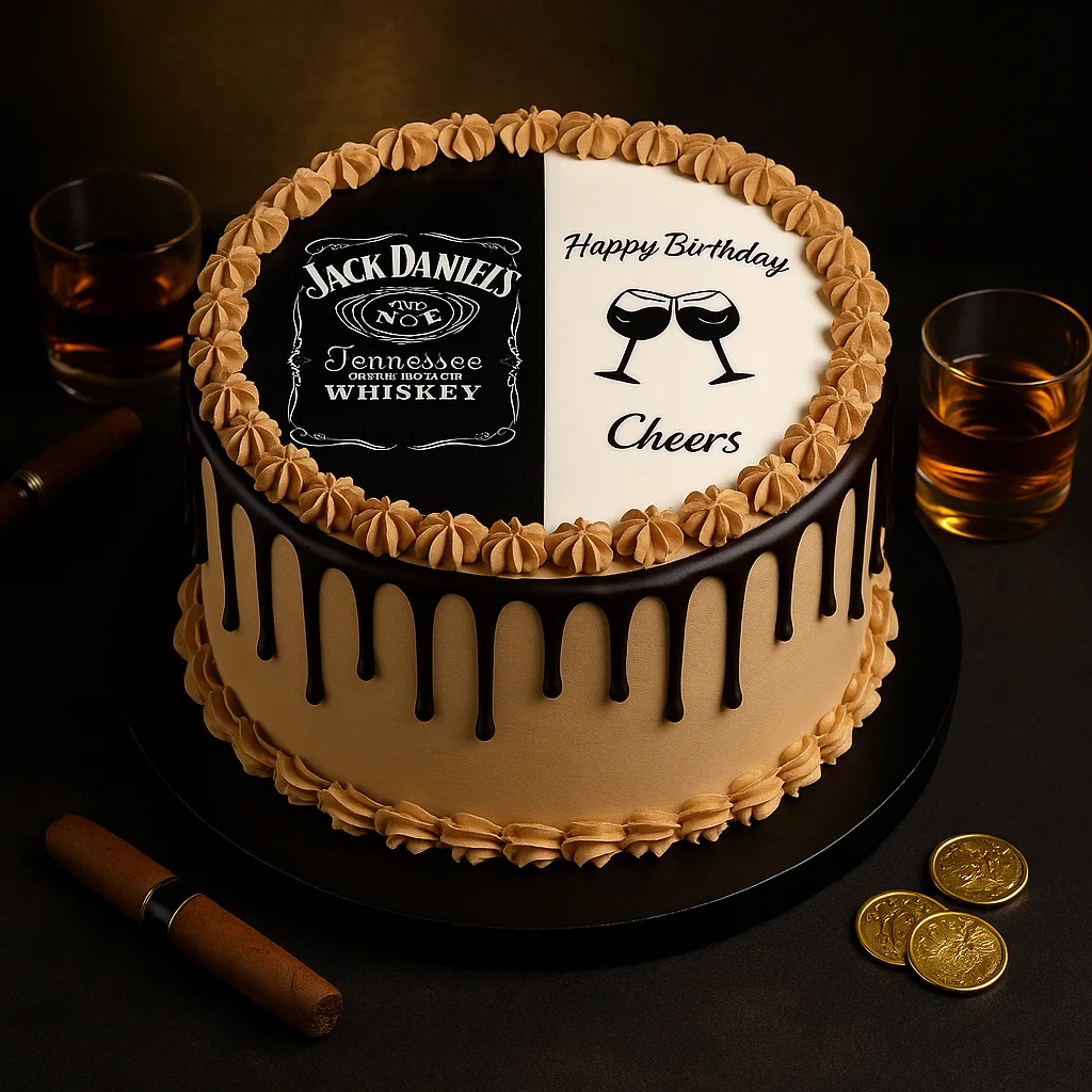 Cheers Whiskey Dual Theme Cake - TF Cakes Online Delivery Freshly baked handcrafted Cheers Whiskey Dual Theme Cake – Cake design by TF Cakes