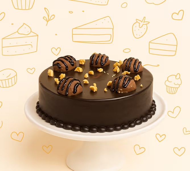 Choco Walnut Rocher Cake - TF Cakes Online Delivery Freshly baked handcrafted Choco Walnut Rocher Cake – Cake design by TF Cakes