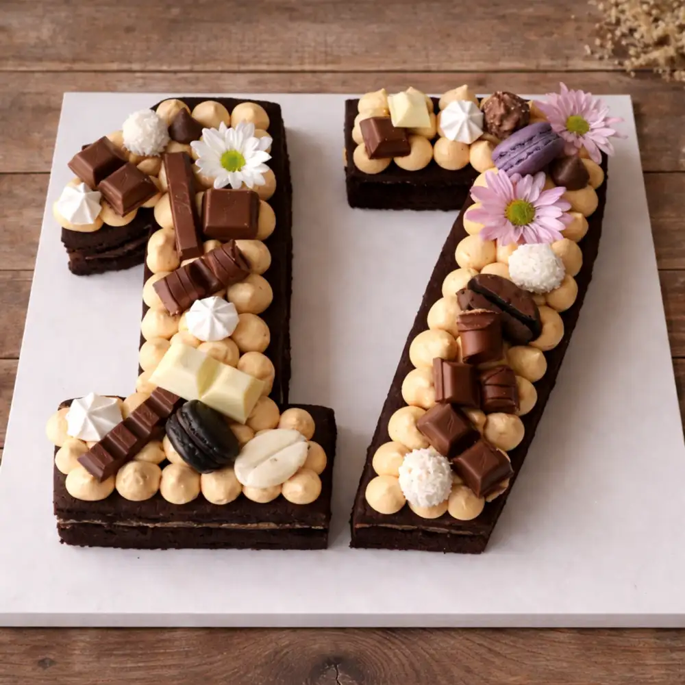 Chocolate Luxe Number 17 Cake - TF Cakes Online Delivery Freshly baked handcrafted Chocolate Luxe Number 17 Cake – Cake design by TF Cakes