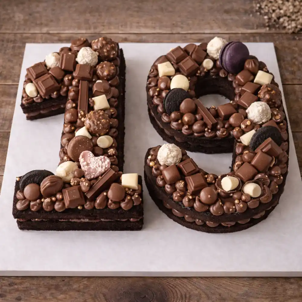 Chocolate Overload Number 19 Cake - TF Cakes Online Delivery Freshly baked handcrafted Chocolate Overload Number 19 Cake – Cake design by TF Cakes