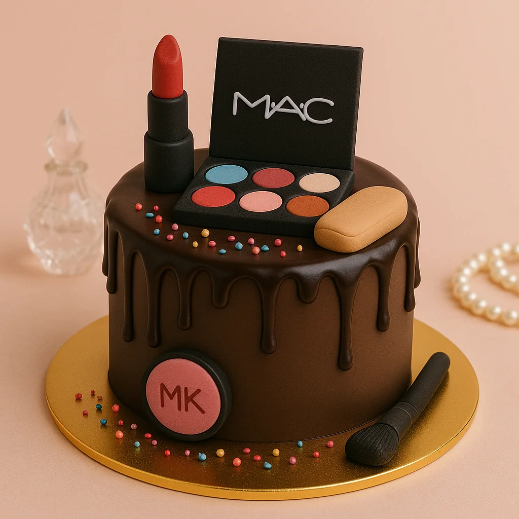 Chocolate Drip MAC Makeup Cake - TF Cakes Online Delivery Freshly baked handcrafted Chocolate Drip MAC Makeup Cake – Cake design by TF Cakes
