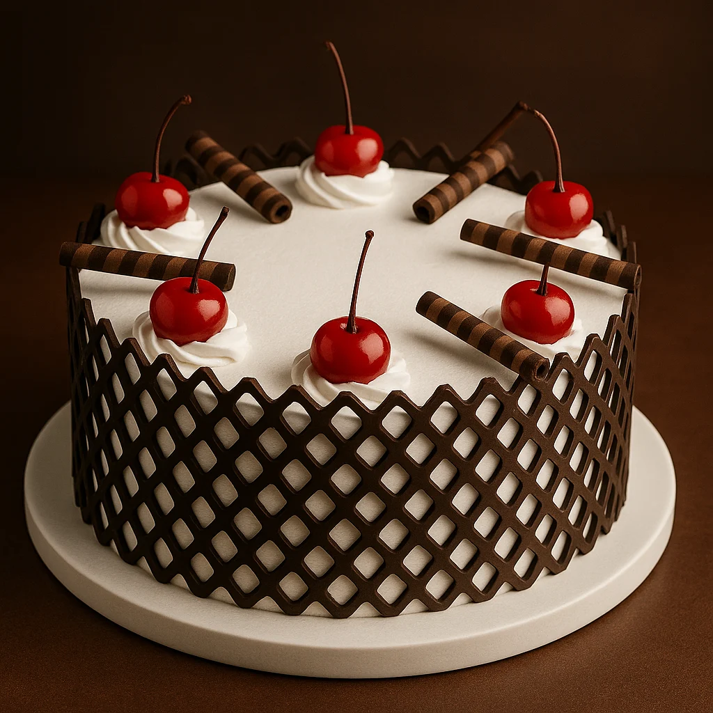 Chocolate Lattice Cherry Cake - TF Cakes Online Delivery Freshly baked handcrafted Chocolate Lattice Cherry Cake – Cake design by TF Cakes