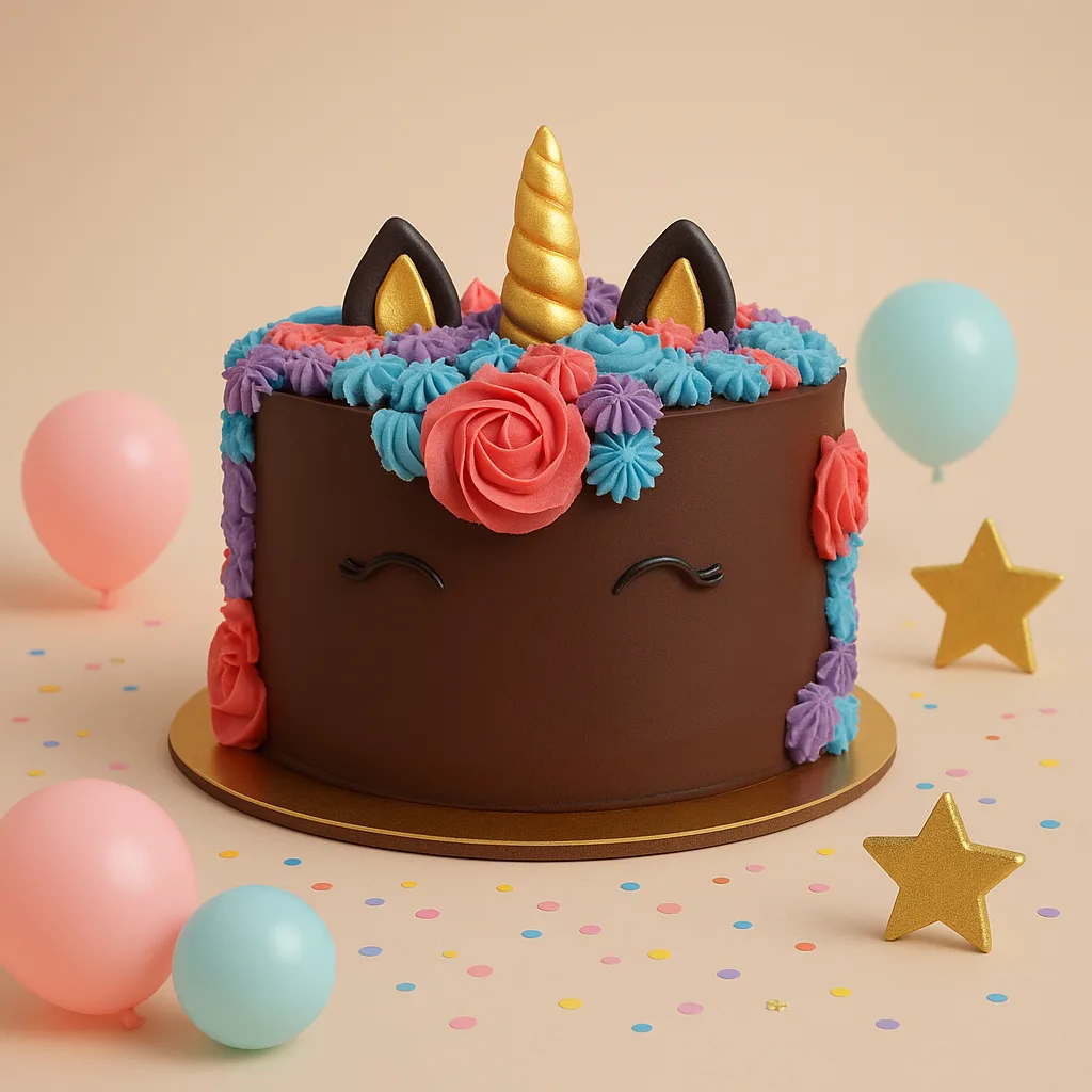 Chocolate Unicorn Cat Ears Rosette Cake - TF Cakes Online Delivery Freshly baked handcrafted Chocolate Unicorn Cat Ears Rosette Cake – Cake design by TF Cakes