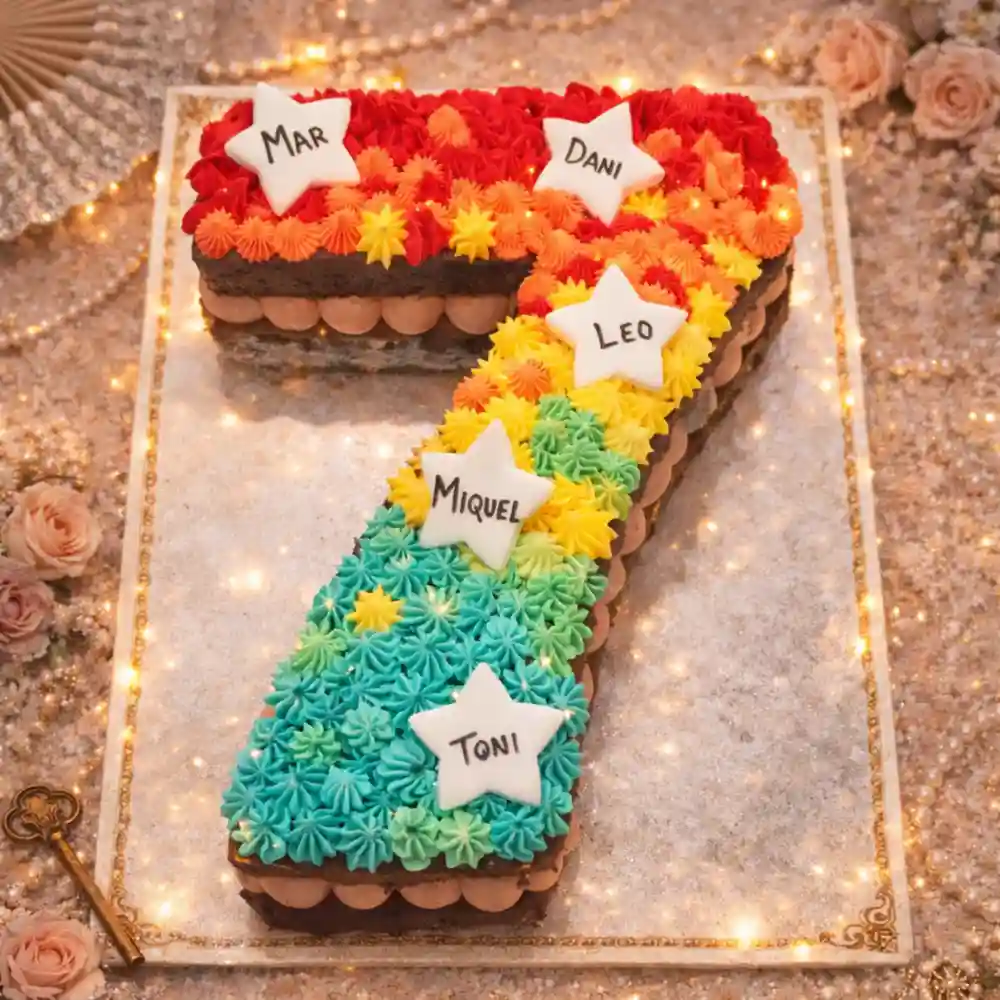 Color Splash Number 7 Cake - TF Cakes Online Delivery Freshly baked handcrafted Color Splash Number 7 Cake – Cake design by TF Cakes