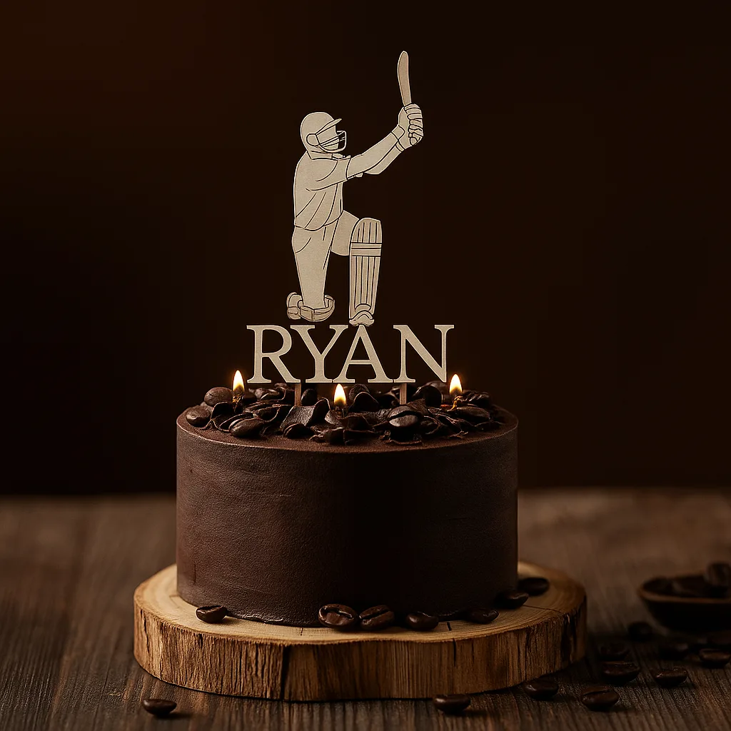 Cricketer Silhouette Chocolate Cake - TF Cakes Online Delivery Freshly baked handcrafted Cricketer Silhouette Chocolate Cake – Cake design by TF Cakes