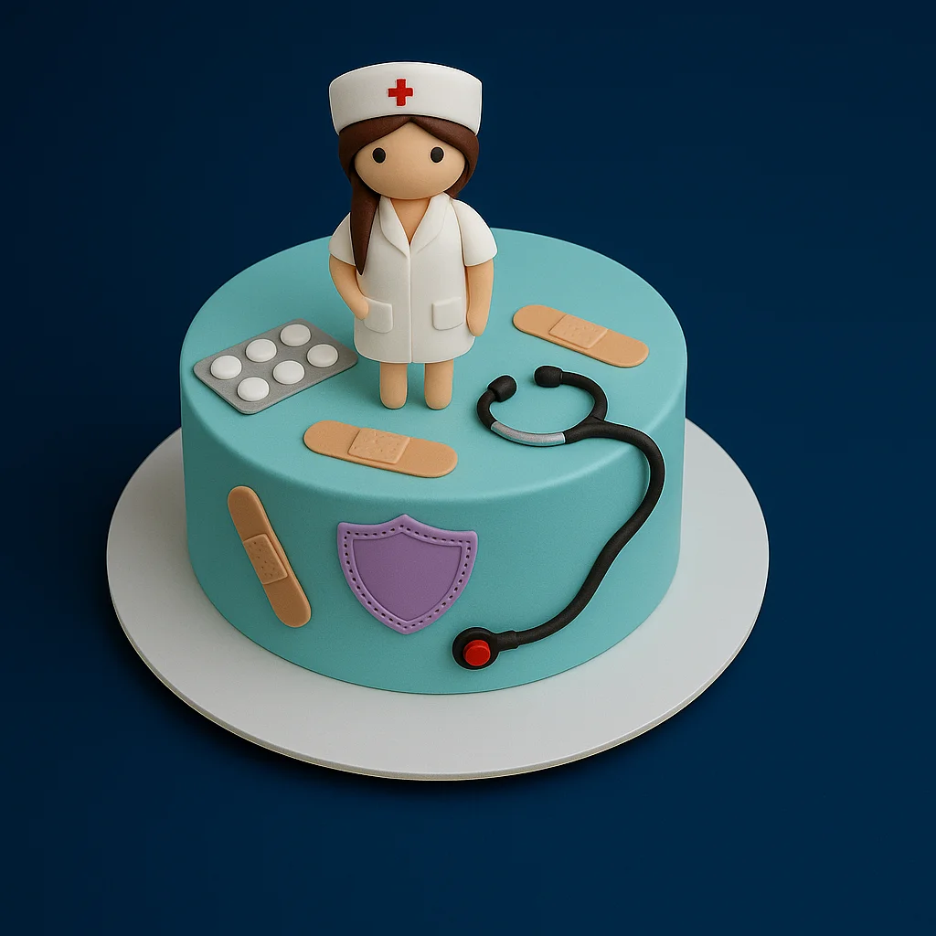 Cute Nurse Figurine Cake - TF Cakes Online Delivery Freshly baked handcrafted Cute Nurse Figurine Cake – Cake design by TF Cakes