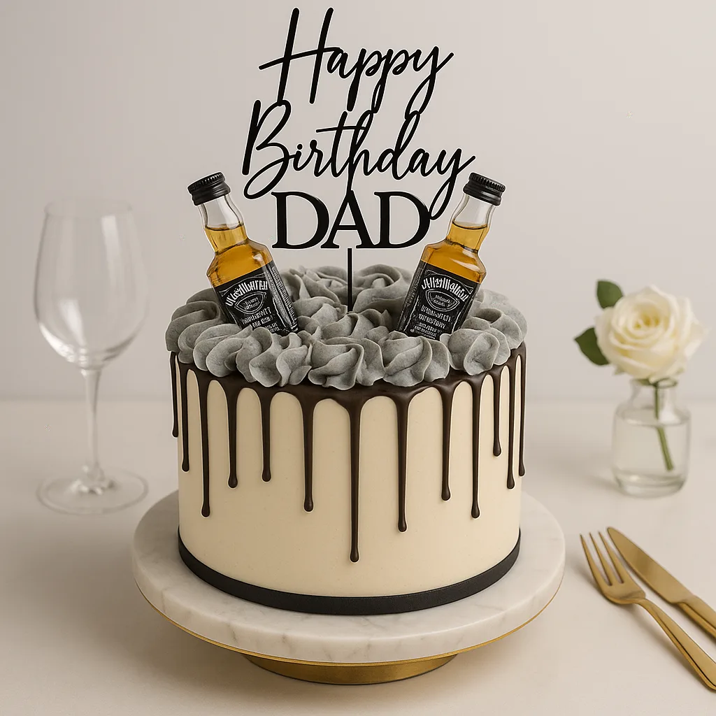 Dad’s Whiskey Birthday Cake - TF Cakes Online Delivery Freshly baked handcrafted Dad’s Whiskey Birthday Cake – Cake design by TF Cakes