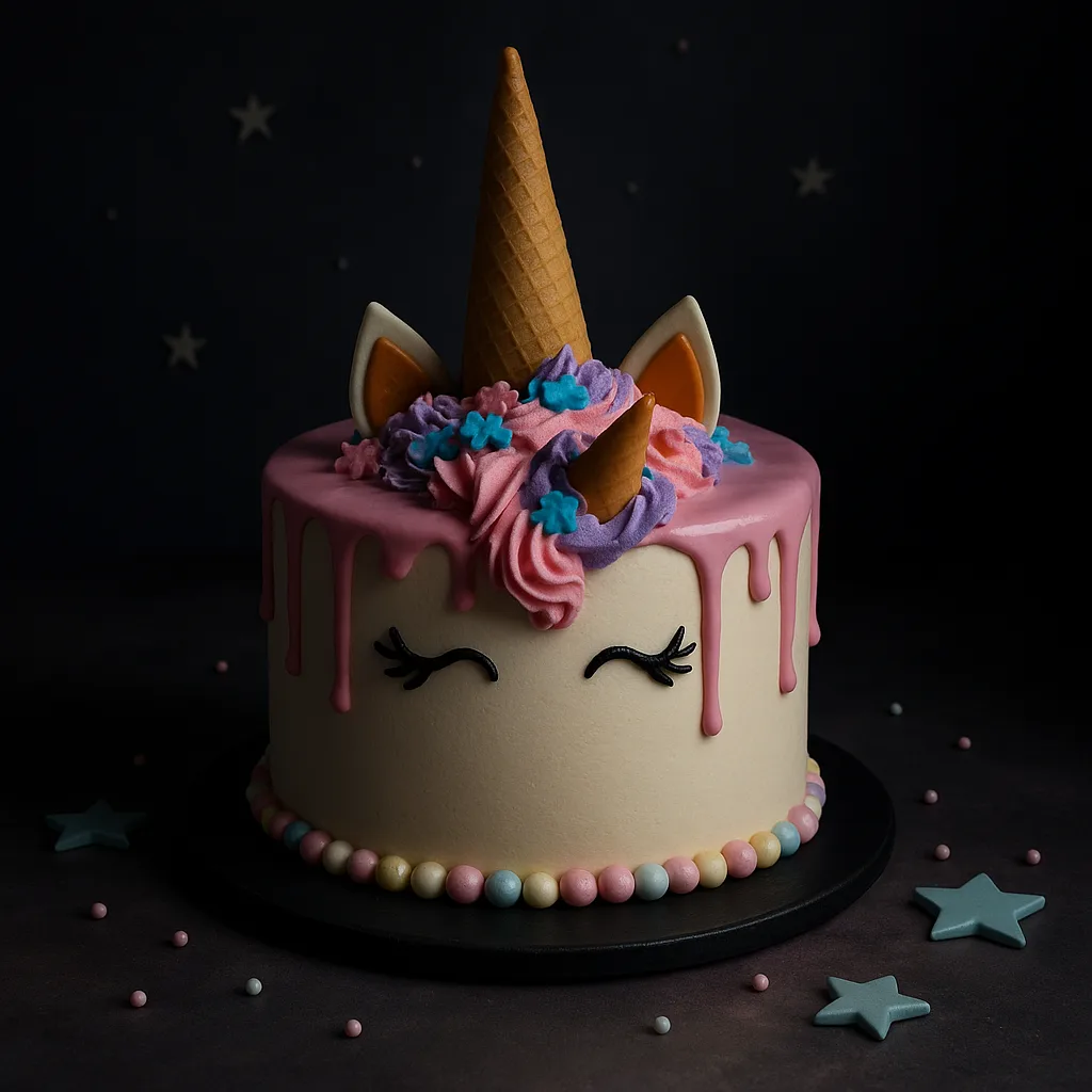 Dark Theme Ice Cream Cone Unicorn Drip Cake - TF Cakes Online Delivery Freshly baked handcrafted Dark Theme Ice Cream Cone Unicorn Drip Cake – Cake design by TF Cakes