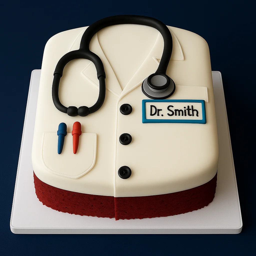 Doctor Coat Theme Fondant Cake - TF Cakes Online Delivery Freshly baked handcrafted Doctor Coat Theme Fondant Cake – Cake design by TF Cakes