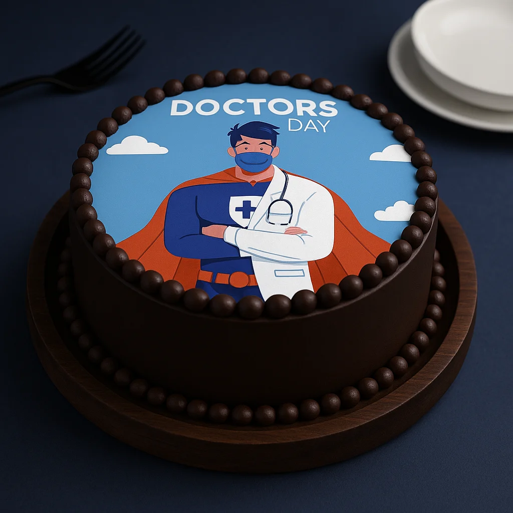 Doctors Day Superhero Chocolate Cake - TF Cakes Online Delivery Freshly baked handcrafted Doctors Day Superhero Chocolate Cake – Cake design by TF Cakes