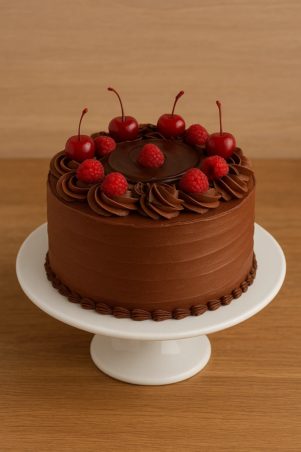 Double Choco Raspberry Cake - TF Cakes Online Delivery Freshly baked handcrafted Double Choco Raspberry Cake – Cake design by TF Cakes