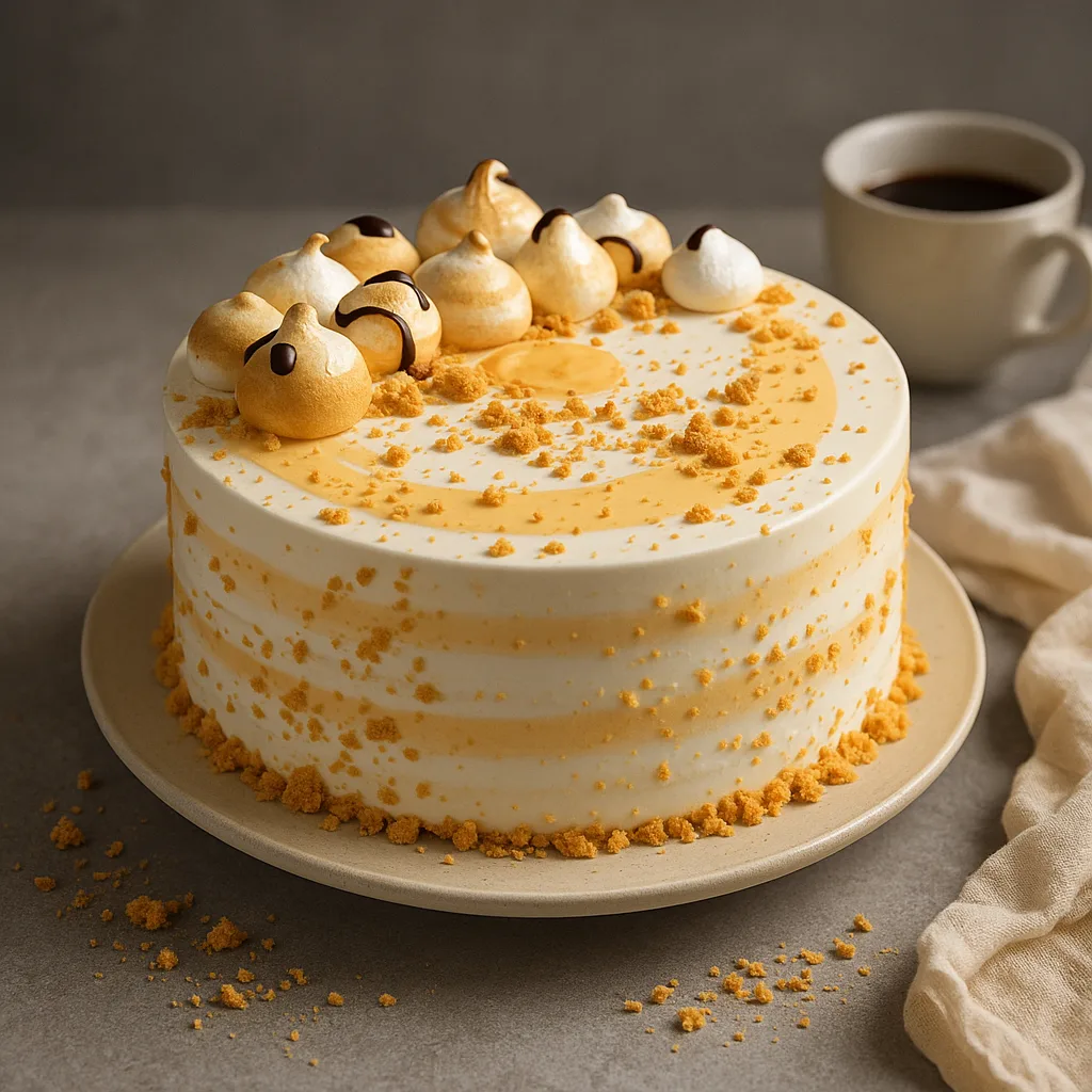 Drizzled Meringue Crumble Cake - TF Cakes Online Delivery Freshly baked handcrafted Drizzled Meringue Crumble Cake – Cake design by TF Cakes