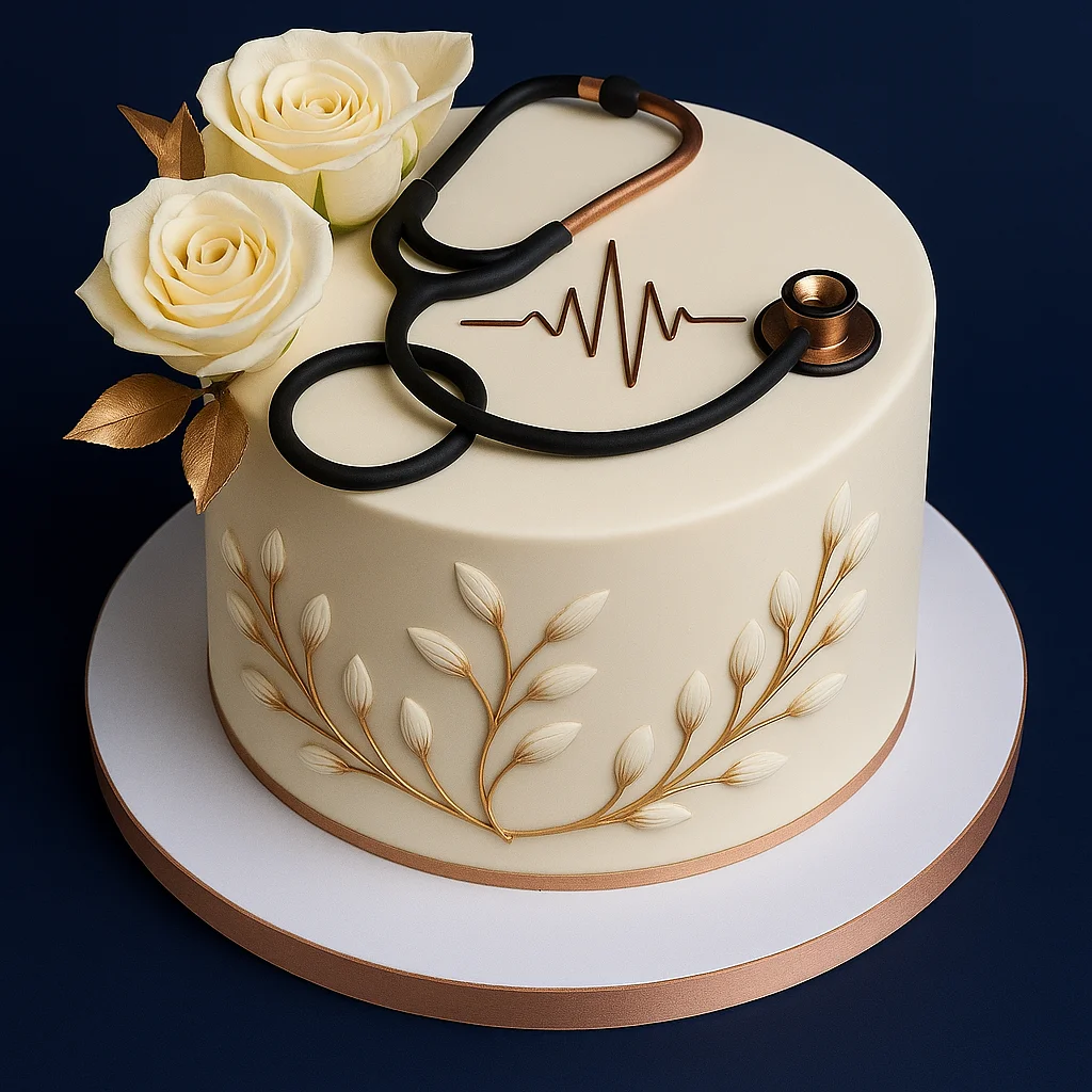 Elegant Floral Doctor Theme Cake - TF Cakes Online Delivery Freshly baked handcrafted Elegant Floral Doctor Theme Cake – Cake design by TF Cakes
