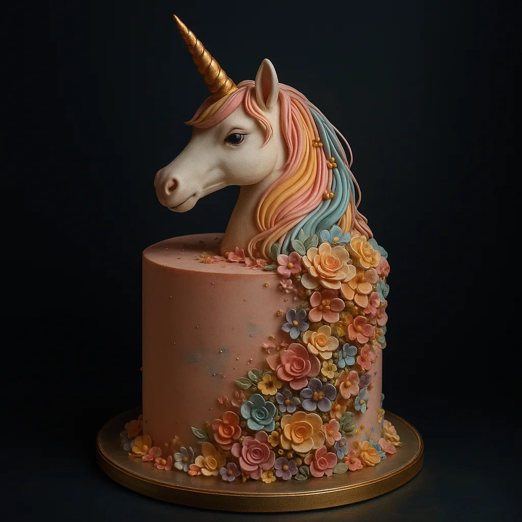 Elegant Floral Fantasy Unicorn Head Cake - Fresh Eggless Cake Delivery | TF Cakes (View 1)