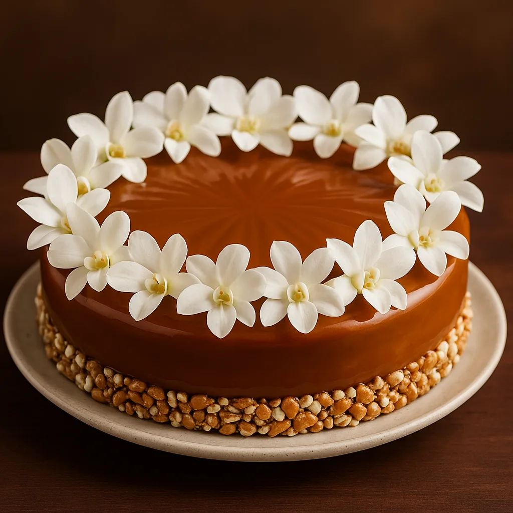 Elegant Floral Mirror Glaze Cake - TF Cakes Online Delivery Freshly baked handcrafted Elegant Floral Mirror Glaze Cake – Cake design by TF Cakes