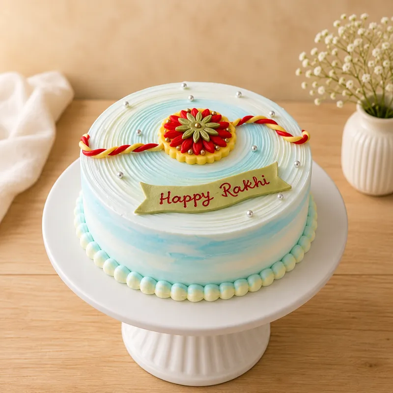 Elegant Rakhi Cream Cake - TF Cakes Online Delivery Freshly baked handcrafted Elegant Rakhi Cream Cake – Cake design by TF Cakes