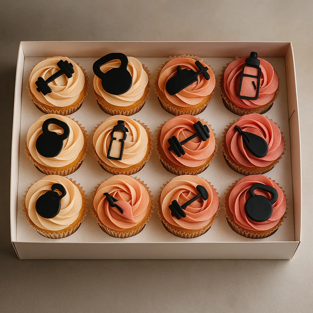 Freshly baked handcrafted Fitness Cupcakes Box – Cake design by TF Cakes