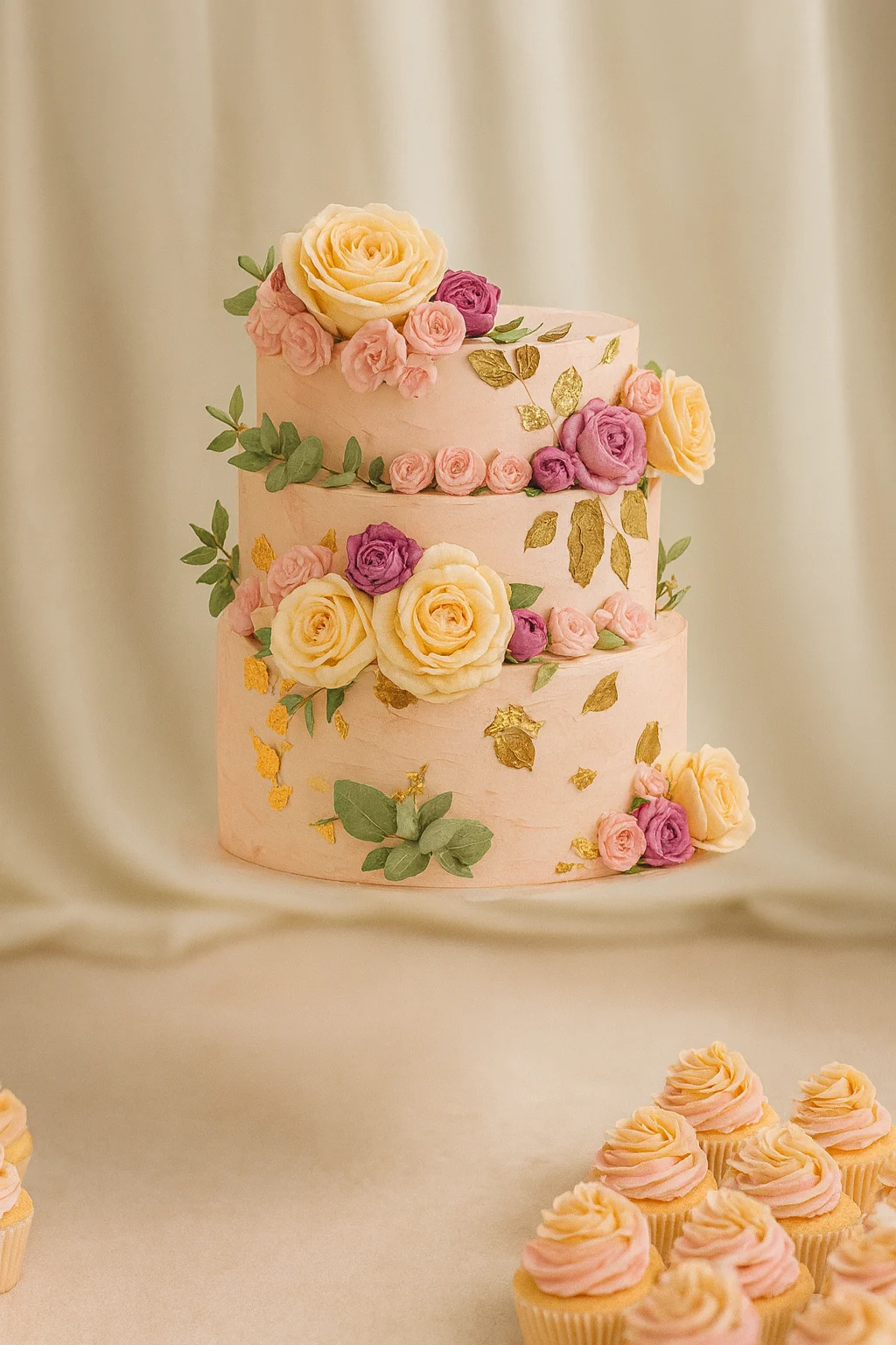 Floral Wedding Cake - TF Cakes Online Delivery Freshly baked handcrafted Floral Wedding Cake – Cake design by TF Cakes