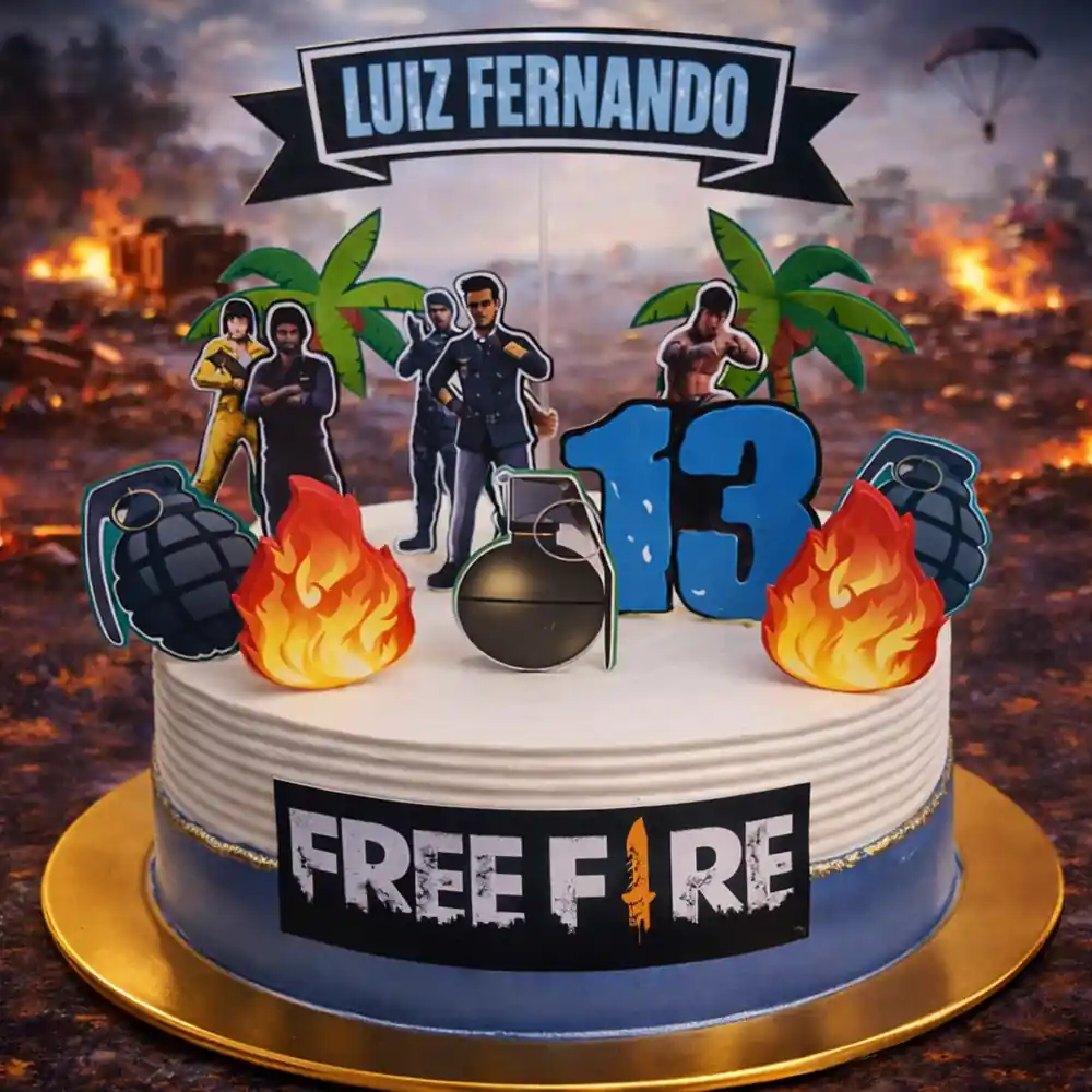 Free Fire Luiz Theme Cake - TF Cakes Online Delivery Freshly baked handcrafted Free Fire Luiz Theme Cake – Cake design by TF Cakes
