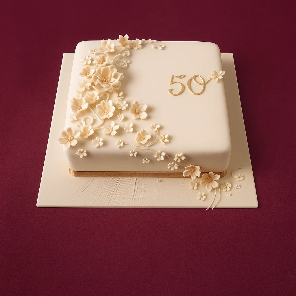Golden Jubilee Celebration Cake - TF Cakes Online Delivery Freshly baked handcrafted Golden Jubilee Celebration Cake – Cake design by TF Cakes
