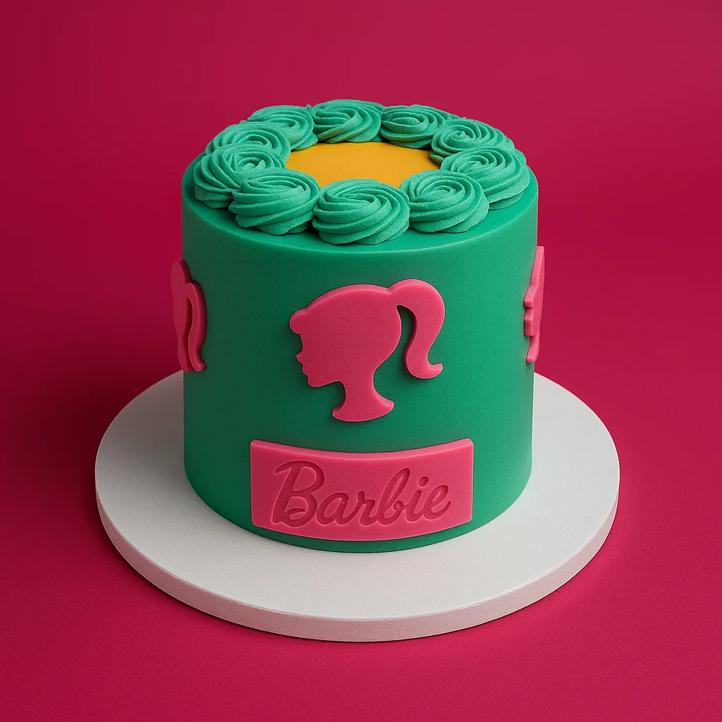 Green Barbie Silhouette Cake - TF Cakes Online Delivery Freshly baked handcrafted Green Barbie Silhouette Cake – Cake design by TF Cakes