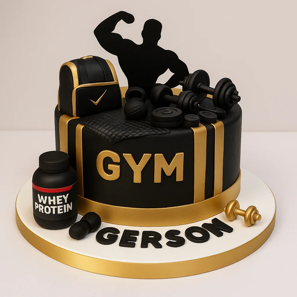 Freshly baked handcrafted Gym Protein Cake – Cake design by TF Cakes