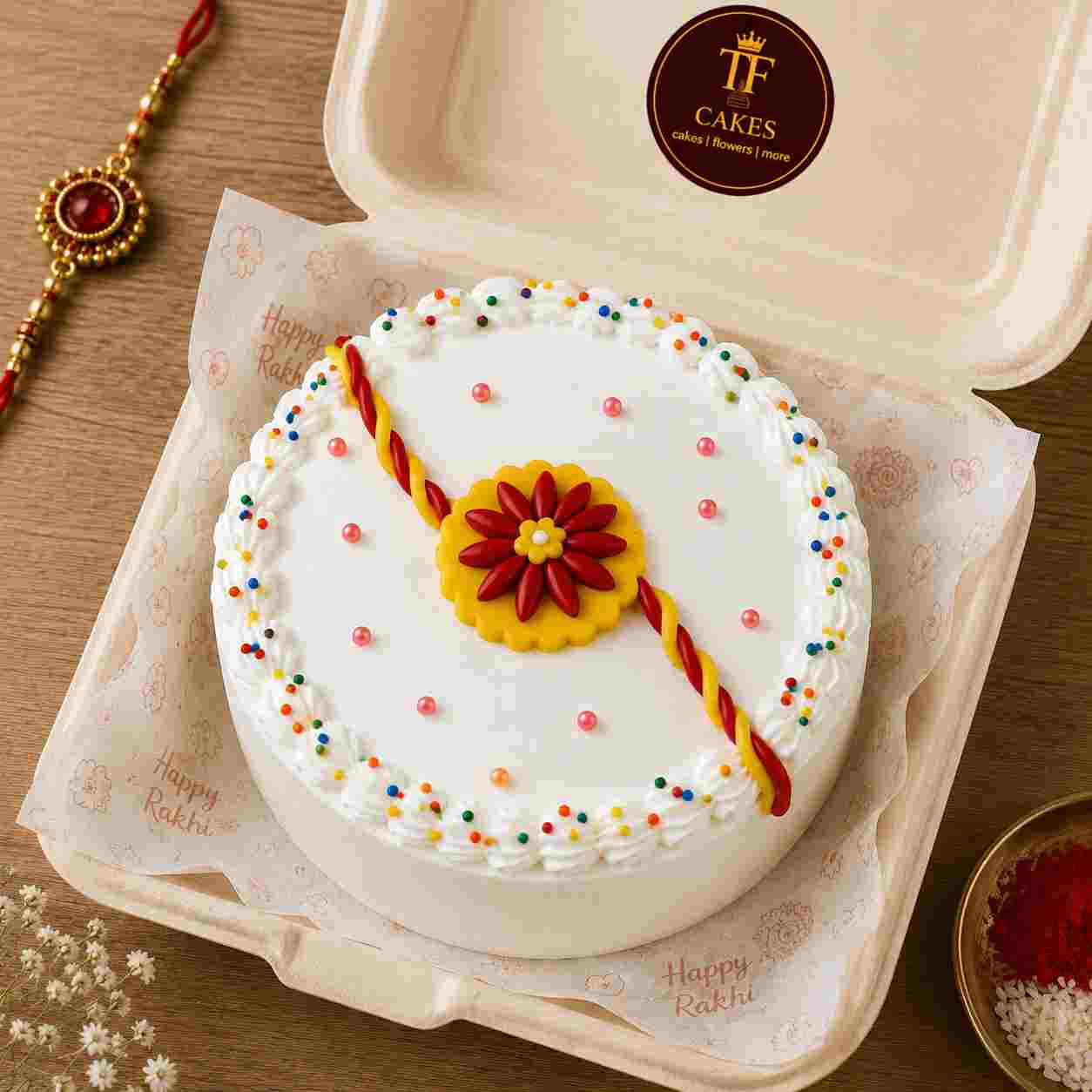 Happy Rakhi Special Cake - TF Cakes Online Delivery Freshly baked handcrafted Happy Rakhi Special Cake – Cake design by TF Cakes