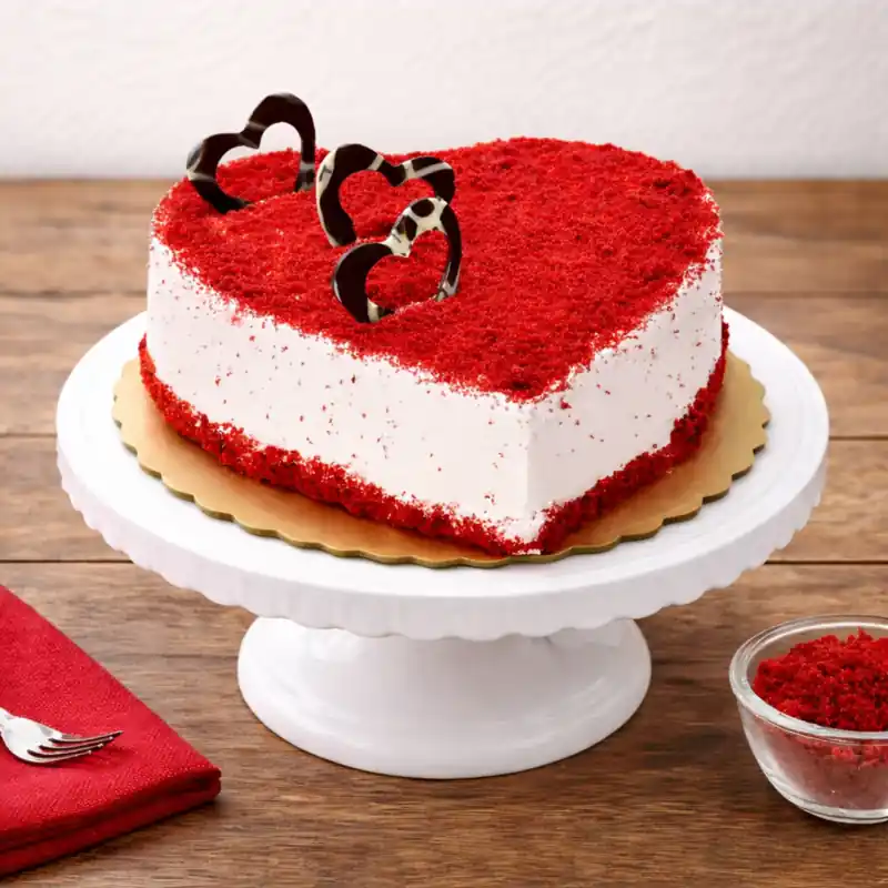 Heart Shaped Red Velvet Love Cake - TF Cakes Online Delivery Freshly baked handcrafted Heart Shaped Red Velvet Love Cake – Cake design by TF Cakes