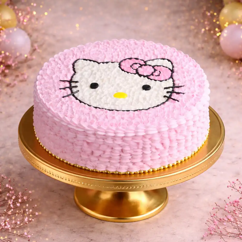 Hello Kitty Pink Theme Birthday Cake