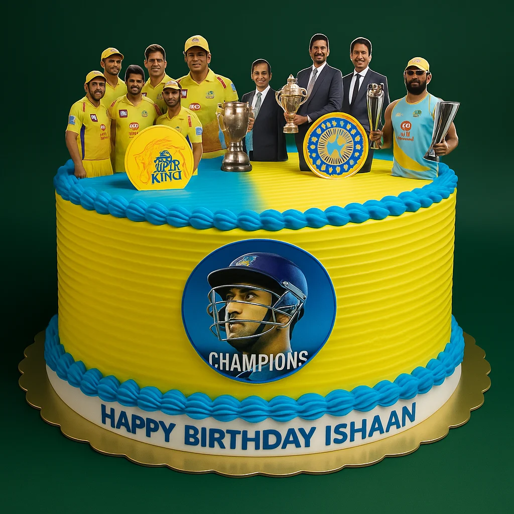 Ishaan Super Kings Photo Cake - TF Cakes Online Delivery Freshly baked handcrafted Ishaan Super Kings Photo Cake – Cake design by TF Cakes