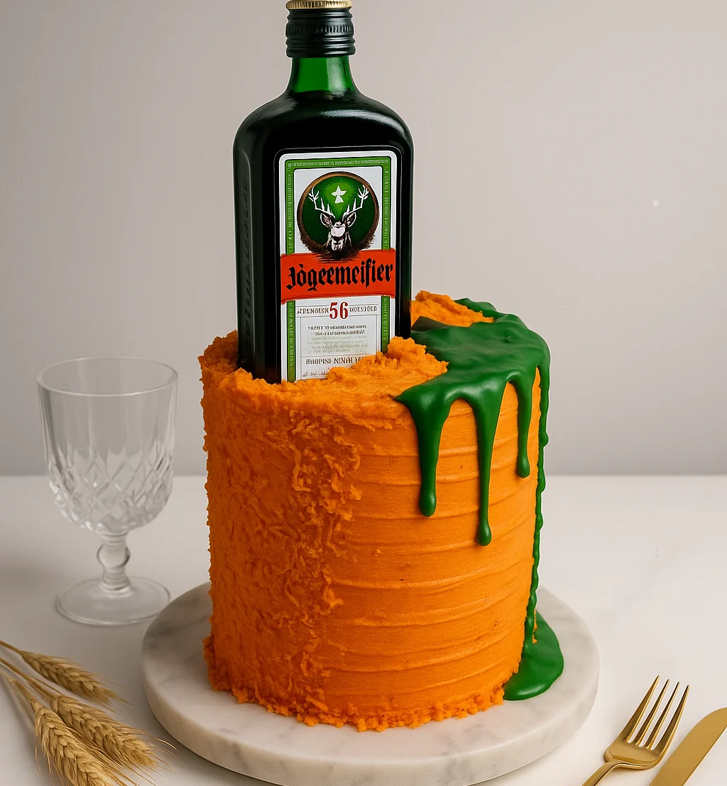 Jägermeister Liquor Theme Cake - TF Cakes Online Delivery Freshly baked handcrafted Jägermeister Liquor Theme Cake – Cake design by TF Cakes