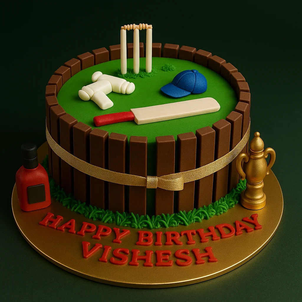 KitKat Boundary Cricket Cake - TF Cakes Online Delivery Freshly baked handcrafted KitKat Boundary Cricket Cake – Cake design by TF Cakes