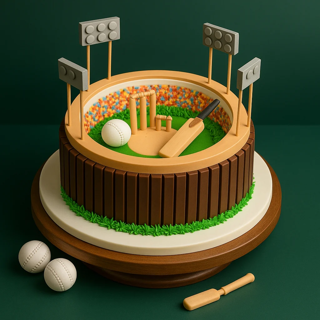 KitKat Cricket Stadium Cake - TF Cakes Online Delivery Freshly baked handcrafted KitKat Cricket Stadium Cake – Cake design by TF Cakes