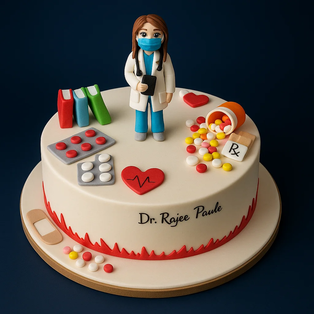 Lady Doctor Theme Fondant Cake - TF Cakes Online Delivery Freshly baked handcrafted Lady Doctor Theme Fondant Cake – Cake design by TF Cakes