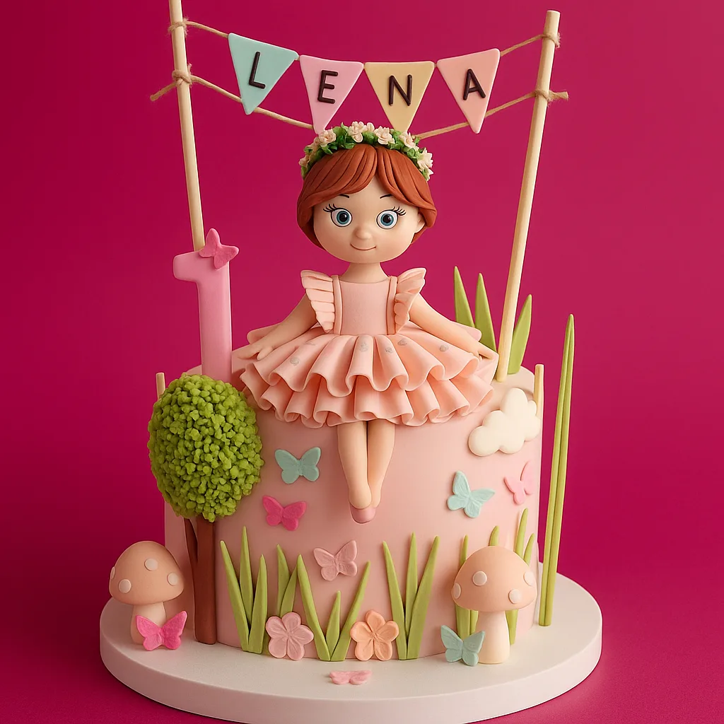 Lena Garden Doll Cake - TF Cakes Online Delivery Freshly baked handcrafted Lena Garden Doll Cake – Cake design by TF Cakes