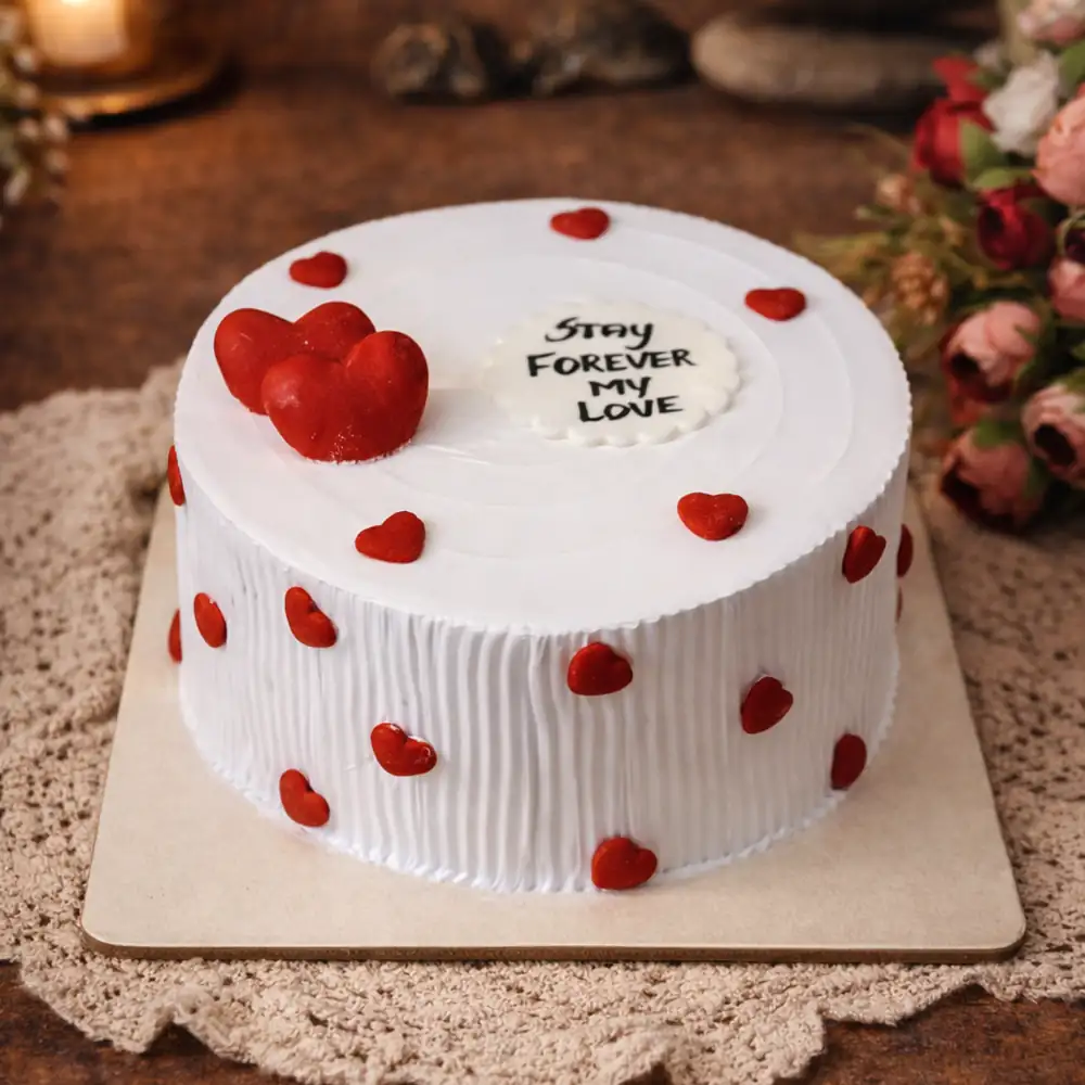 Freshly baked handcrafted Love Heart Vintage Cake – Cake design by TF Cakes