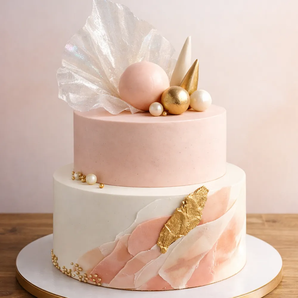 Minimal Elegant Two Tier Designer Cake - TF Cakes Online Delivery Freshly baked handcrafted Minimal Elegant Two Tier Designer Cake – Cake design by TF Cakes