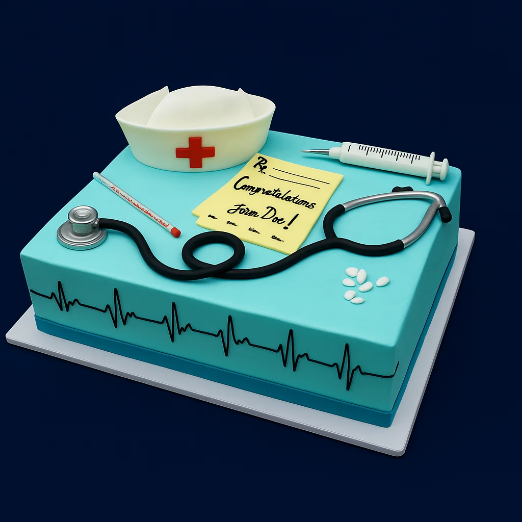 Nurse Theme Congratulations Cake - TF Cakes Online Delivery Freshly baked handcrafted Nurse Theme Congratulations Cake – Cake design by TF Cakes