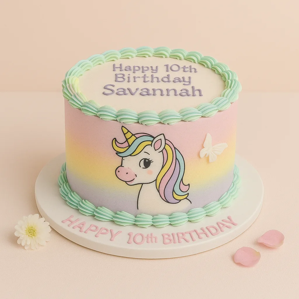 Pastel Ombre Painted Unicorn Cake - TF Cakes Online Delivery Freshly baked handcrafted Pastel Ombre Painted Unicorn Cake – Cake design by TF Cakes